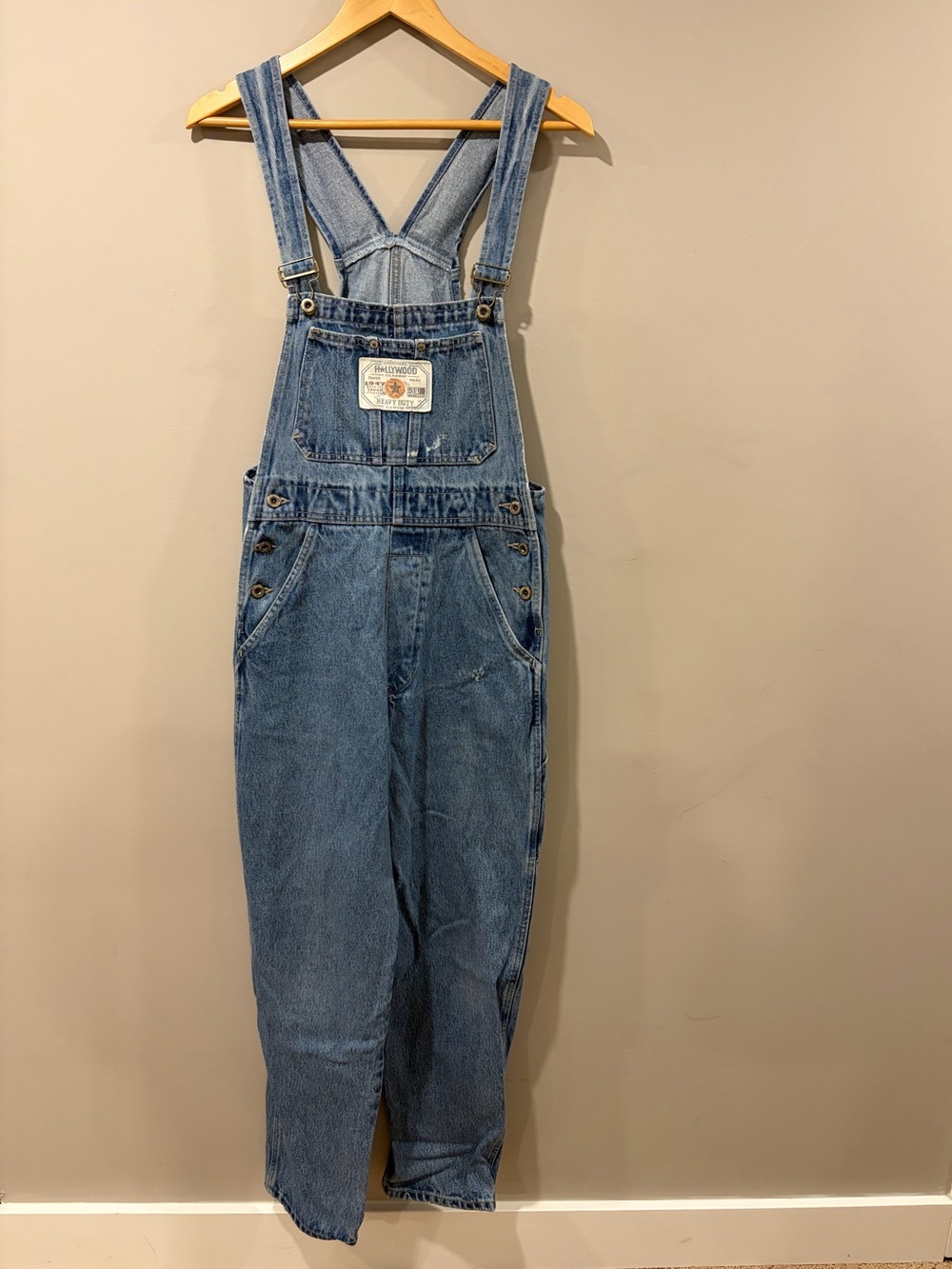 Vintage Hollywood Jeans Denim Overalls XS 90s Heavy Duty Bib Carpenter